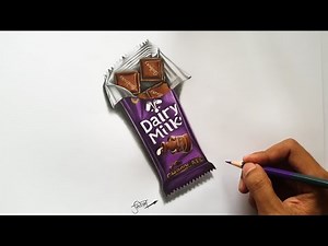 Realistic 3D drawing | Cadbury Dairymilk Chocolate | Tutorial for beginners