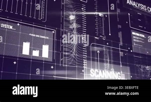 Animation of interface with data processing against purple background. Computer interface and business data technology concept Stock Video Footage - Alamy