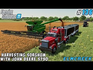 Harvesting Sorghum and Barley with JOHN DEERE S790 Combine | Elmcreek | Farming simulator 22 | #136