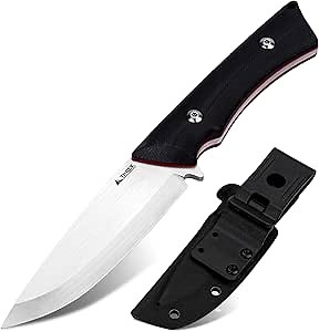 Fixed Blade Knife, 3.94” Drop Point 9cr18mov Blade Camping Hunting Hiking Knife for Men Women G10 Handle with Sheath and Clip Outdoor Daily Use EDC