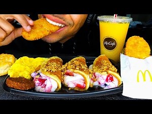 ASMR MCDONALD'S McCREPES SECRET MENU ITEM BIG BREAKFAST MUKBANG EATING SHOW JERRY NO TALKING