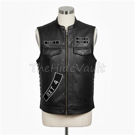 Custom Motorcycle Leather Vest Mens Club Patch Biker Vest Black Real Leather Riding Waistcoat Sleeveless Jacket - Etsy