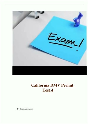 California DMV Permit Test 4 Latest 2024 2025 Actual Questions and Answers 100 Correct