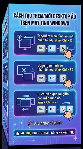Đừng Dùng Win+D Nữa! Hãy dùng Win + Ctrl + D: Tạo ngay 1 màn hình ảo mới tinh 🤫 #Shorts