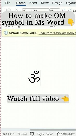 How to make OM symbol in ms word|Ms Word shortcut symbol trick#shorts#msword #tutorial#symbol#tricks