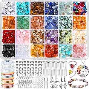 Cludoo Crystal Jewelry Making Kit with 24 Colors Crystal Beads, Gemstone Beads, Pendants, Earring Hooks