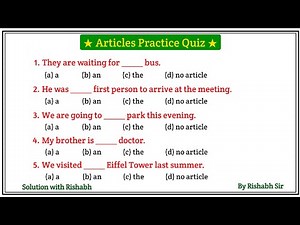 Articles A An The questions | Articles A An The in English Grammar | Articles Practice Set Exercise