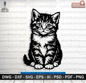 Cute Kitten SVG DXF – Cricut & Silhouette Projects, Laser Cut File, Cat Sublimation Design - Etsy
