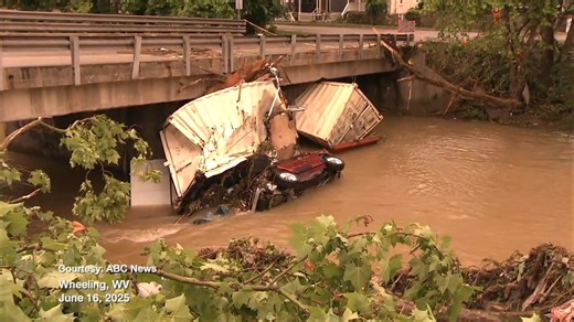 The damage from flash flooding in West Virginia over the weekend is clearly visible today. Buildings & cars were no match for the power of swift waters. This is the scene at one bridge in the Wheeling area. Video: ABC News | Greg Dee