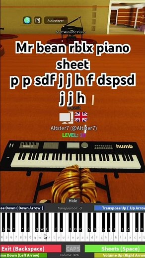 Mr bean Roblox piano sheet