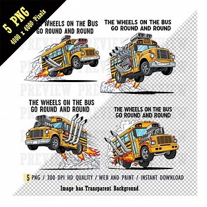 The Wheels on the Bus Go Round and Round PNG, Wheels on the Bus Png, Hot Rod Bus,classic Yellow American School Bus Powerful Takeoff,clipart - Etsy