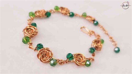 Making simple bracelets for beginner rose chain link with beads 1034
