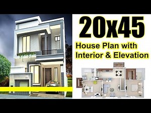 20x45 House plan with Interior & Elevation complete details
