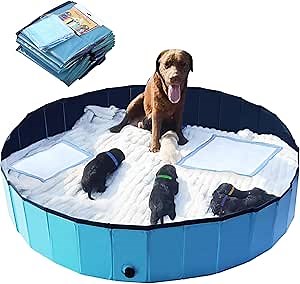 Artilife Whelping Box for Dogs Birthing,Welping Box Whelping Pen Whelping Box for Puppies Whelping Supplies (Blue, 63" Dia.x12 H(160x30cm))