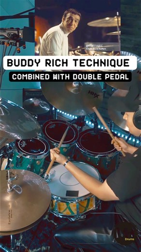 Hi Drummers‼️Buddy Rich's Left Hand Technique with double pedal ✅‼️ #drums #buddyrich #drumvideo #drummer #drumlessons | MH DRUMS