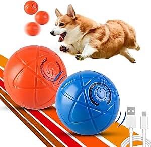 2-Pack Interactive Smart Jumping Ball for Dogs – Vibrating, Self-Rolling Dog Toy for Small, Medium & Large Breeds (Orange & Blue)