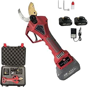 Cordless Electric Pruning Shears with SK5 Special Patented Blades, 1.1" (28 mm) Cutting Diameter, 2 x 2600mAh Lithium Battery, Electric Tree Pruning Tool with Automatic Shutdown