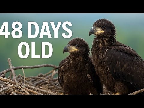 48-Day-Old Bald Eagle Chicks Grow Fast EPIC 10 | Father Delivers Fish at Sunrise | Peaceful Music