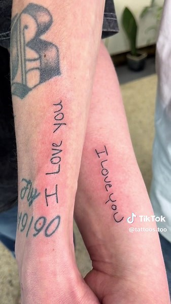 Matching Love Tattoos: I Love You Handwriting Symbol Tattoo Ideas