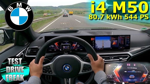 2022 BMW i4 M50 G26 544 PS top speed autobahn drive POV