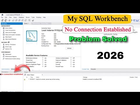 MySQL Error No Connection Established 2026 | No Connection Established in MySQL Workbench 2026