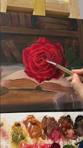 Red velvet rose painting #acrylicpainting #rose