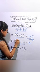 Subtraction Trick when numbers are in (ab-ba) format. #mathstricks #mathsatyourfingertips | Maths at Your Fingertips