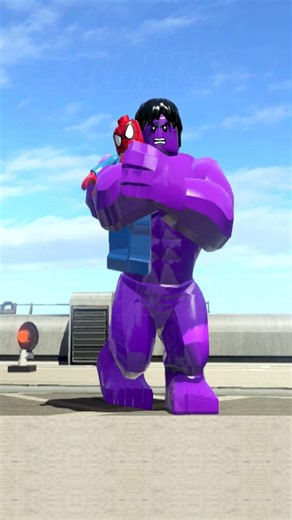 Blue Violet HULK Hugs Spider Man - LEGO Marvel Super Heroes