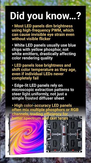LED panel technology: PWM flicker, color mixing physics and aging effects