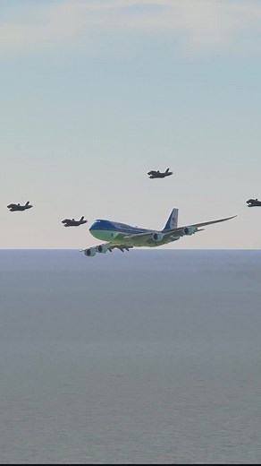 Air Force One Landing with F-35 Jet Escort