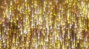 Gold glitter rain animated background. Sparkle golden stars