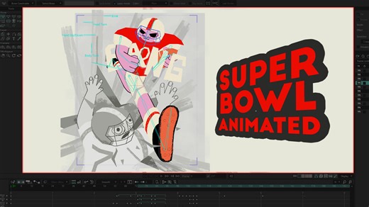 Where does the inspiration come from?🏈🏈 The Super Bowl inspired Sam Pillar to create this fantastic piece, rigged and animated with Moho! Vectors, Smart Bones, Vitruvian bones, boiling brushes and frame by frame, all playing together! | Moho Animation Software