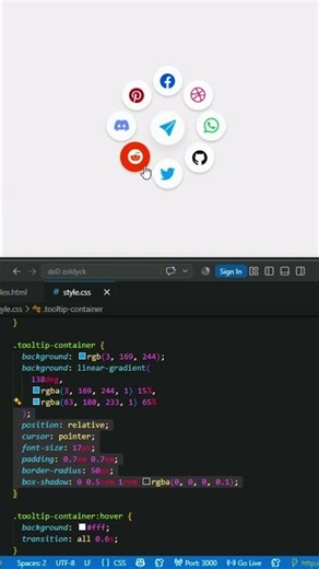 Social Media Tooltip Hover Effect | HTML CSS Modern UI Design #webdevelopment #coding
