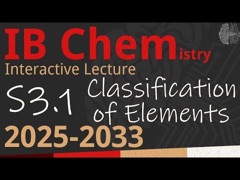 IB Chemistry S3.1 - Classification of Elements [SL/HL] - Interactive Lecture 2025-2033