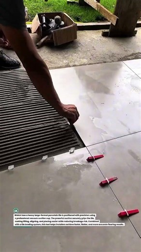 Large Format Tile Installation Made Easy with a Vacuum Suction Cup! #TileTools #Construction #DIY