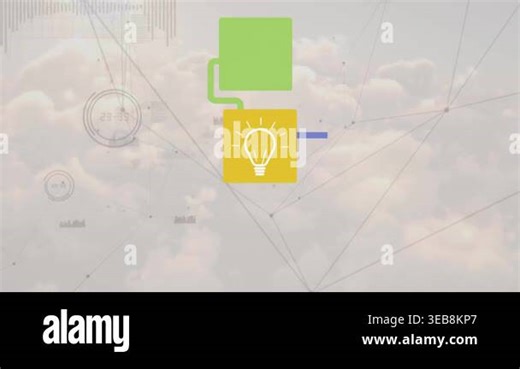 Animation of social media icons over network of connections with statistics. Global social media connections digital interface technology and networking concept digitally generated video.