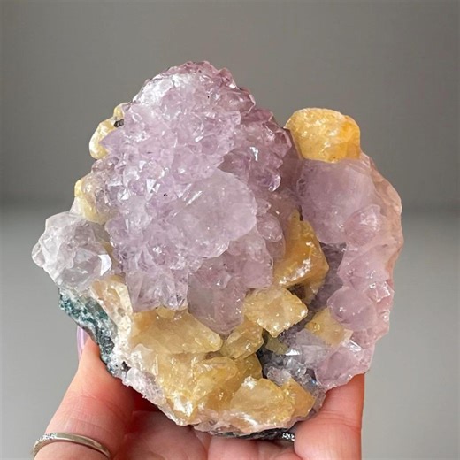 Amethyst Rosette Flower W/ Calcite - Natural Crystal Formation for Cabinet Display, Collector Decor Piece, Brazilian Amethyst Specimen 1.5lb - Etsy