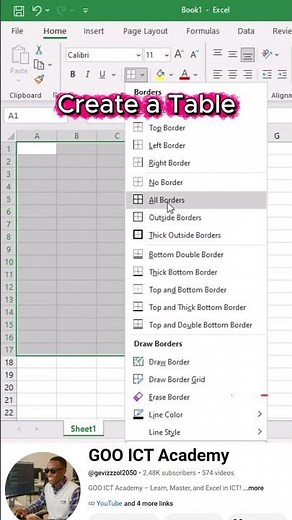 No Table? No Problem! 😱 Create One with All Borders in Excel