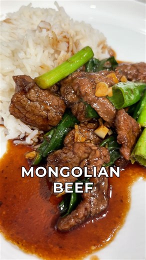 Mongolian Beef Ingredients: 4 cloves garlic, chopped 1 inch chopped ginger 2 green onions cut in 1 inch pieces 1lb flank steak sliced thin 1-2 pinches of white pepper ⅓ cup corn starch Oil for frying (canola or olive) Sauce: ½ cup soy sauce ½ cup dark soy sauce ½ cup brown sugar 1-2 tbsp corn starch slurry This recipe comes together quickly, so I like to prepare the garlic, ginger, green onions and sauce all ahead of time. Slice the beef into thin strips, against the grain, add some white pepper