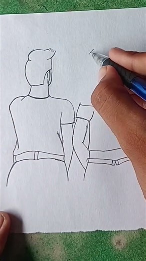 how to draw a Romantic couple making heart hands| easy drawing#drawing