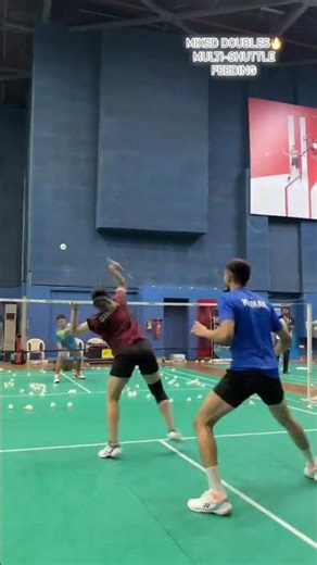 🔥 Mixed Doubles Badminton Training | Multi-Shuttle Drill Speed & Reflex Practice 🏸