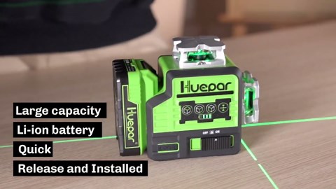 Huepar 3D 12 Lines Self-Leveling Laser Level Green Beam 3 x 360 Cross Line Laser Level Tools with Bluetooth and Remote Control