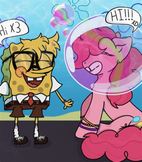 Pinkie Pie and SpongeBob #spongebobsquarepants #pinkiepie #spongebob #pinkiepiemlp #spongebobsquarepantsfanart