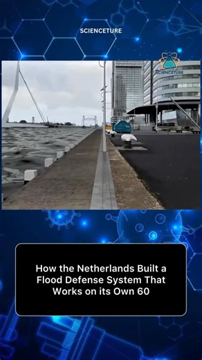 Scienceture on Instagram: "How the Netherlands Built a Flood Defense System That Works on Its Own After the 1953 flood killed 1,800, the Dutch spent 40 years on the Delta Works: 3,600 km of dikes, dams and auto-barriers that protect 70 percent of the country below sea level. Core Autonomous Defenses Maeslantkering (1997): Two 210 m steel arms float in docks. A super-computer reads sea-level forecasts; if Rotterdam hits +3 m NAP, it auto-closes in 2 hours—no human touch. First real auto-close: 21