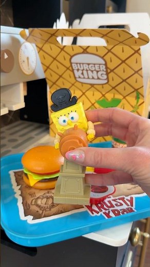 SpongeBob Burger King Kids Meal Unboxing with Play Food and Toy 🫧🍔 #spongebob #asmr #pretendplay