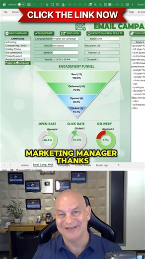 Cancel That Subscription. Still paying Mailchimp every month? This week, I’m building a fully functional email campaign manager inside Excel: • Send HTML emails • Track opens & clicks • Batch send 500 emails • Visual funnel analytics No expensive platforms. Just Excel API. 🔔 Set your reminder. Your wallet will thank you. Link's in the comments. 👇 #ExcelMarketing #EmailAutomation #VBAExcel #PostmarkAPI #FreelancerTools | Excel For Freelancers