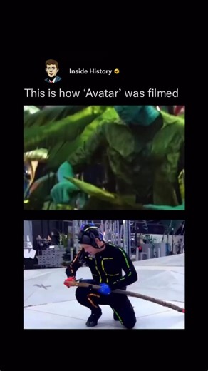 Inside History on Instagram: "Avatar was created using a combination of live action filmmaking and revolutionary digital technology that had never been used on such a large scale before. Director James Cameron wanted the alien world of Pandora to feel believable, so actors performed on soundstages while wearing motion-capture suits covered in sensors. These sensors recorded every movement, allowing the actors’ performances to be accurately transferred onto digital characters like the Na’vi. One