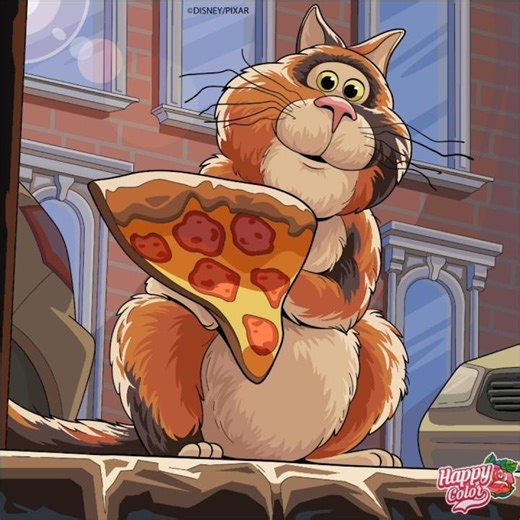 Happy Color Speedpaint: Soul (2020) Cat eating pizza scene #disney #pixar #soul #shorts