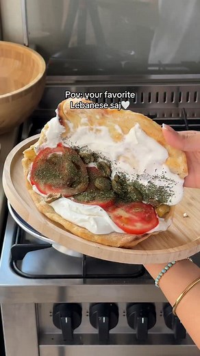 Fresh saj and labneh❤️‍🔥 Link in bio for your portable mini saj🔗 #sajvoyage #fyp #beirut #lebanon #bread #recipe #smallbusiness #middleeastern #arab | Saj Voyage