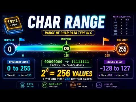 Range of Char Data Type in C | 0 to 255 Explained